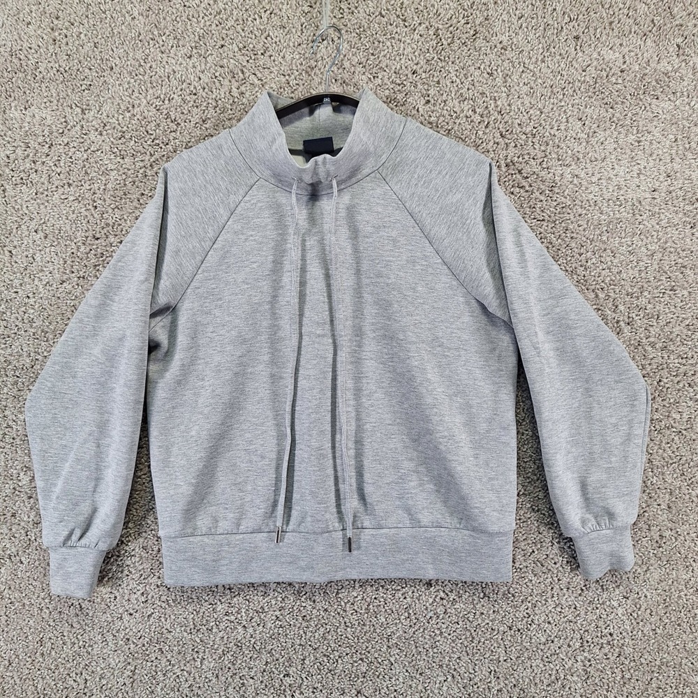 Scoop Sweatshirt Women XS Gray Pullover Athleisure Long Sleeve High Neck